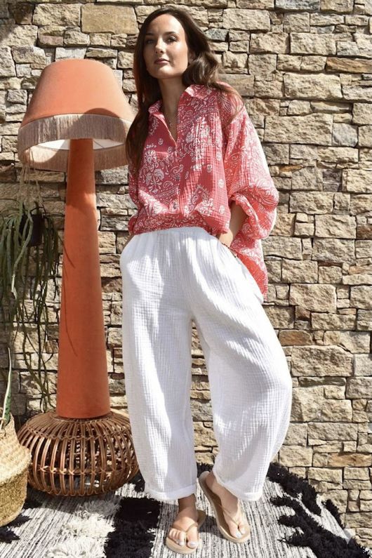 Hush Pillow Cotton Classic Barrel Pant White Pre order 5 days 